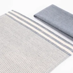 Linen & More Platzsets und Servietten Suzy Streifen 8er Set indigo blau creme
