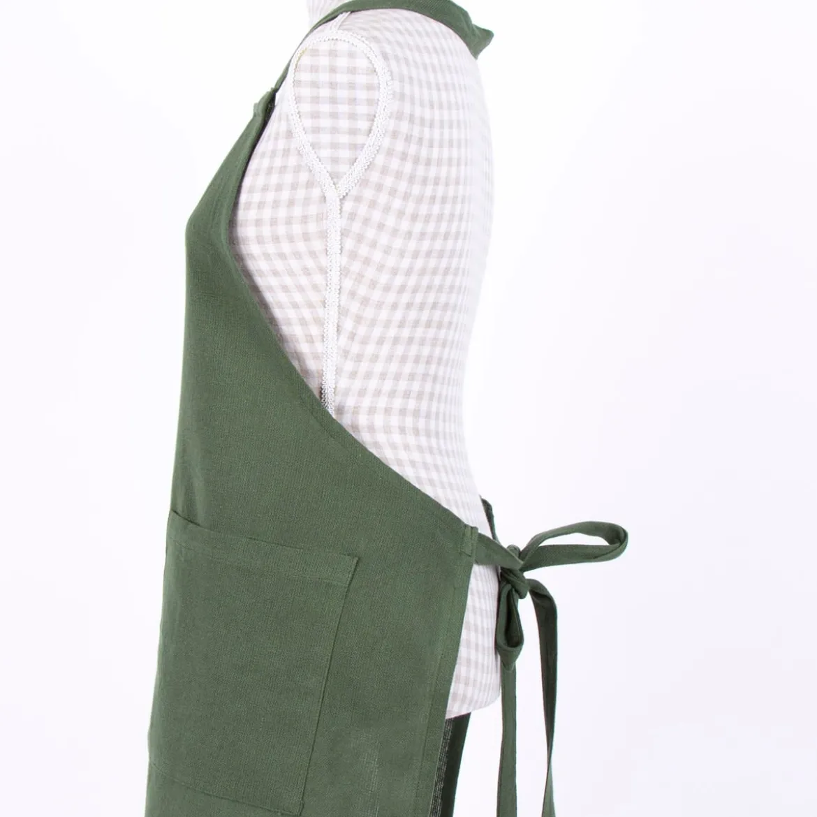 Linen & More Schürze Indi Einheitsgröße einfarbig army grün 75x90cm