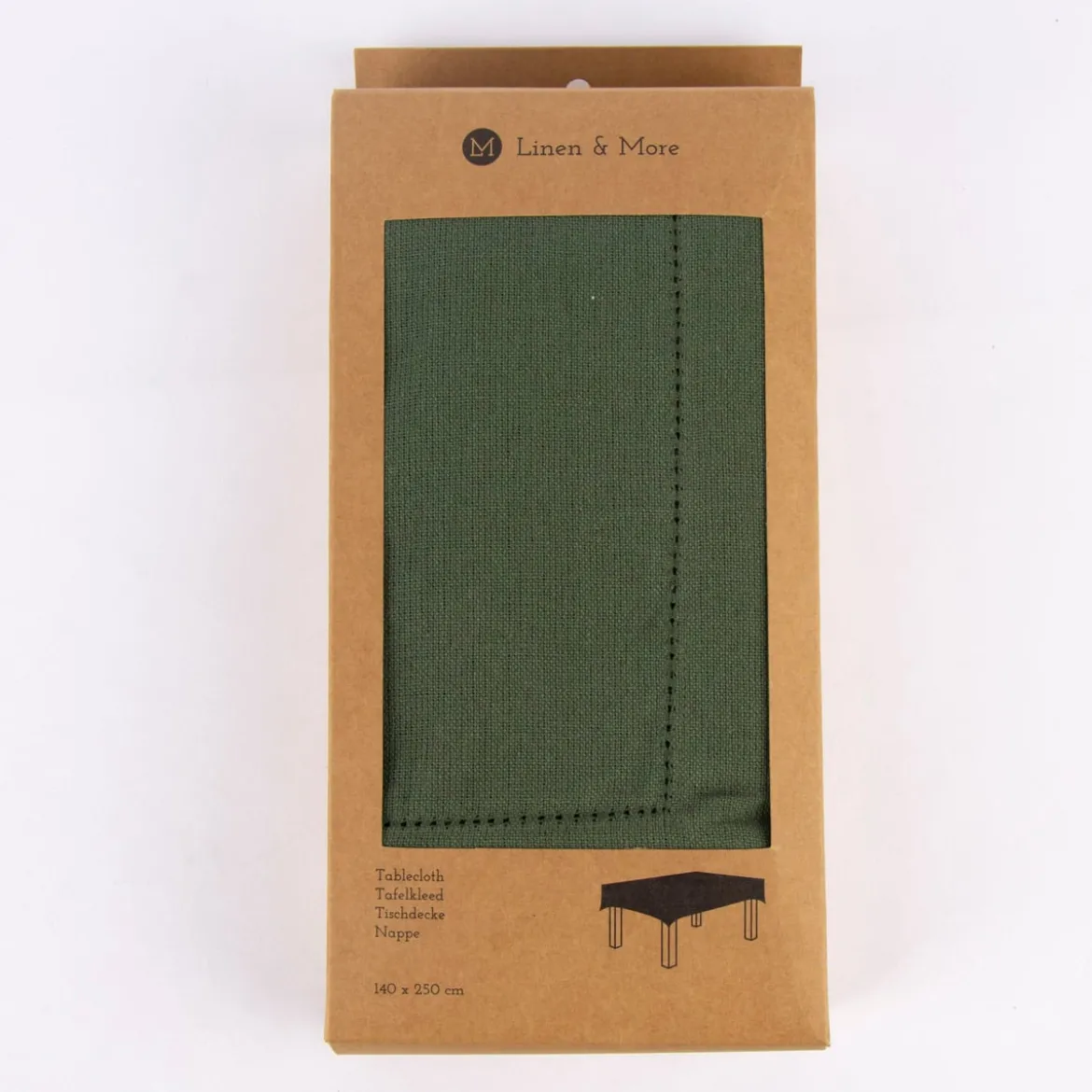 Linen & More Tischdecke Indi einfarbig army grün 140x250cm