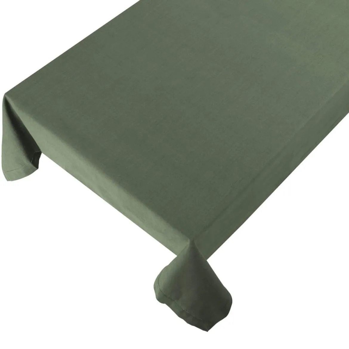 Linen & More Tischdecke Indi einfarbig army grün 140x250cm