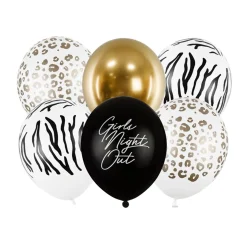 Luftballon Girls Night Out weiß schwarz goldfarbig 6 Stück