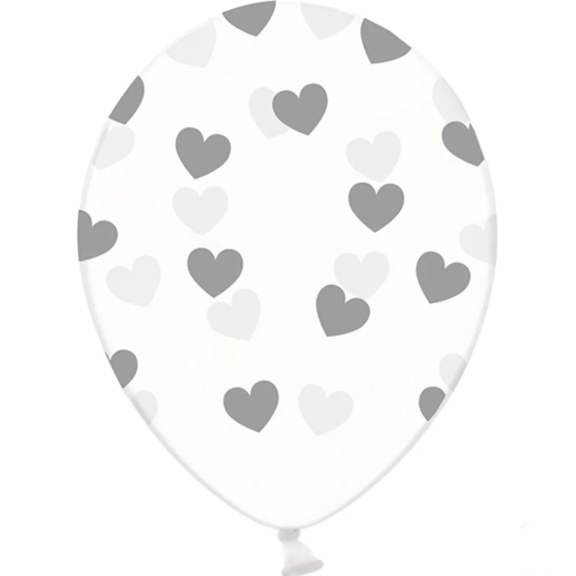 Luftballon Herzen transparent grau 6 Stück