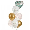 Luftballon Love Blumen weiß rosa goldfarbig 6 Stück