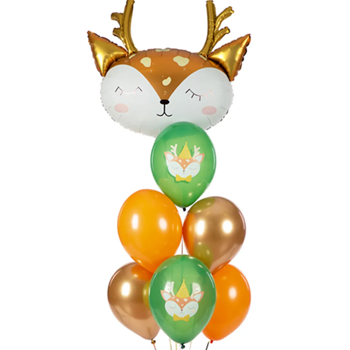 Luftballon Rehkitz orange grün goldfarbig 6 Stück