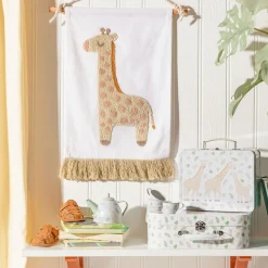 Lunchbox Koffer mit Giraffen aus Metall weiß beige grün 22x17x10cm von Sass & Belle
