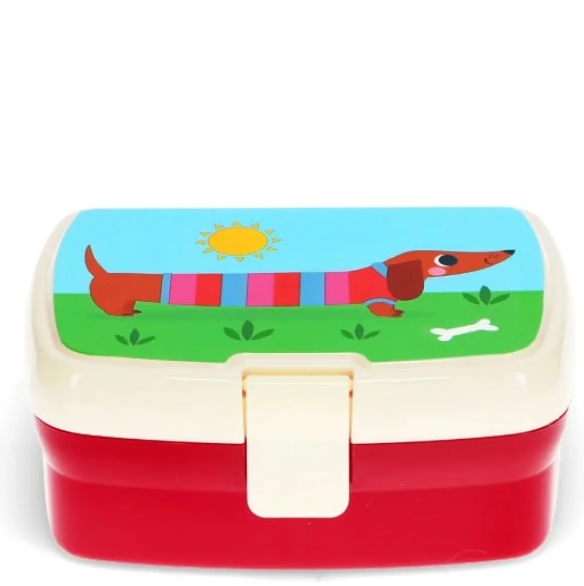 Lunchbox mit herausnehmbarem Fach Sunny Sausage Dog 17,5x13x7cm von Rex London
