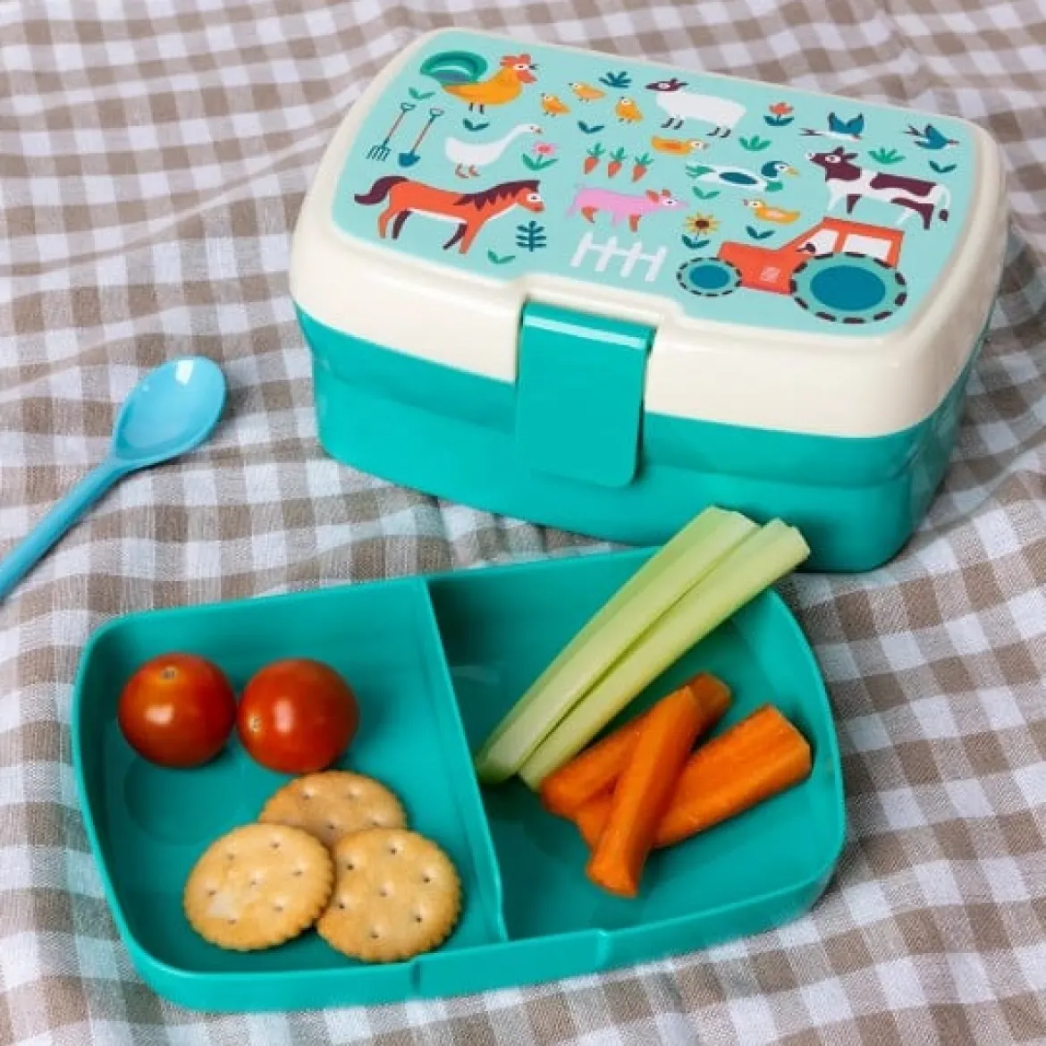 Lunchbox mit herausnehmbarem Fach Bauernhof 17,5x13x7cm von Rex London