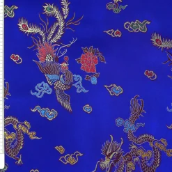 Lurex Jaquard Stoff chinesisch blau bunt 1,4m Breite