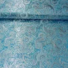 Lurex Jaquard Stoff Paisley Ornament türkis silberfarbig