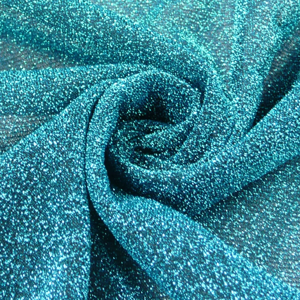 Lurexstoff Glitzerstoff Faschingsstoff elastisch Glitzer türkis 1,5m Breite