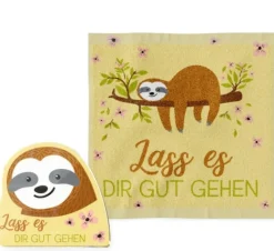 Magisches Handtuch Faultier "Lass es dir gut gehen" gelb von La Vida