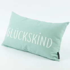 Magma Deko Kissen mit Aufschrift Glückskind mint 30x50cm