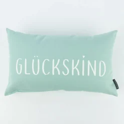 Magma Deko Kissen mit Aufschrift Glückskind mint 30x50cm