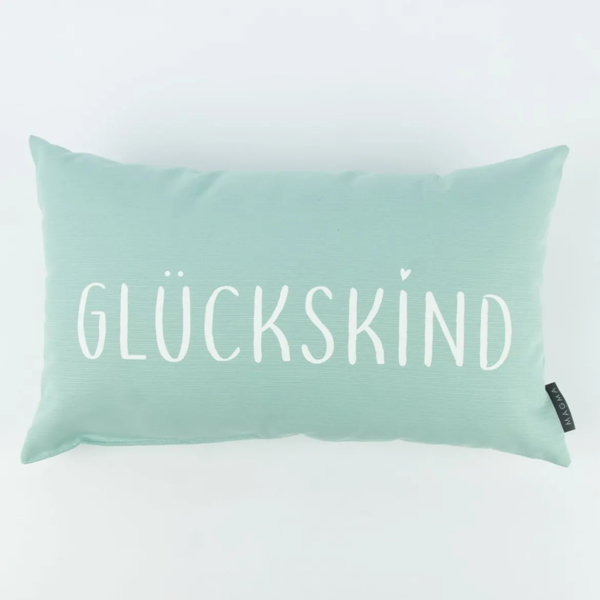 Magma Deko Kissen mit Aufschrift Glückskind mint 30x50cm