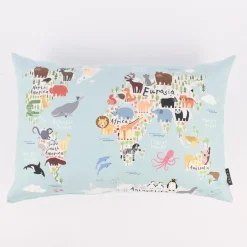 Magma Deko Kissen WORLD hellblau bunt 40x60cm