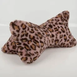 Magma Leseknochen Nackenkissen aus Plüsch in Leo rosa, 42×22×22 cm