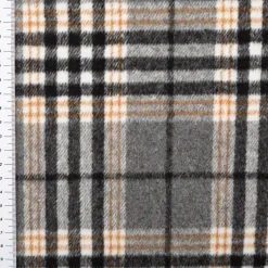 Mantelstoff Jacquard gebürstet Karos grau 145 cm breit