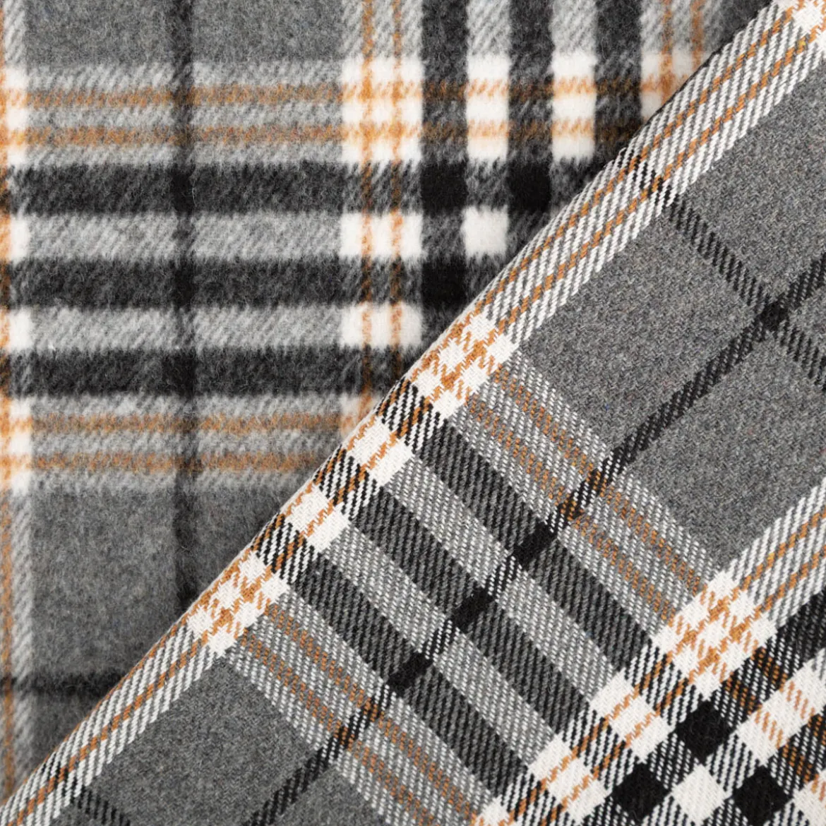 Mantelstoff Jacquard gebürstet Karos grau 145 cm breit