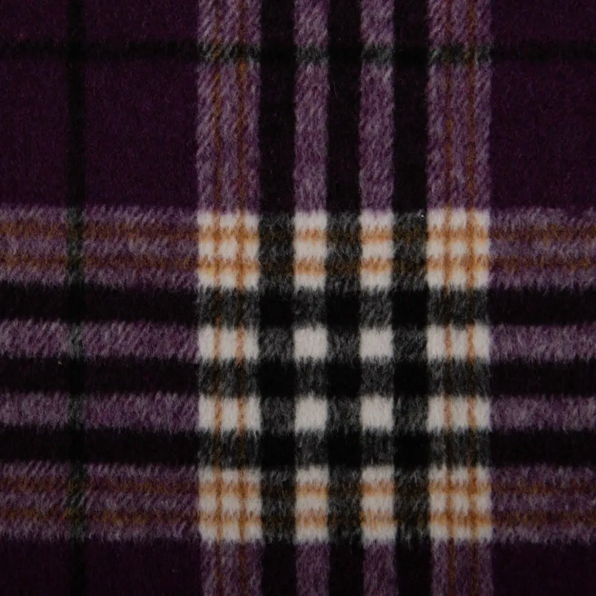 Mantelstoff Jacquard gebürstet Karos lila weiß schwarz 145 cm breit