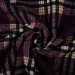 Mantelstoff Jacquard gebürstet Karos lila weiß schwarz 145 cm breit