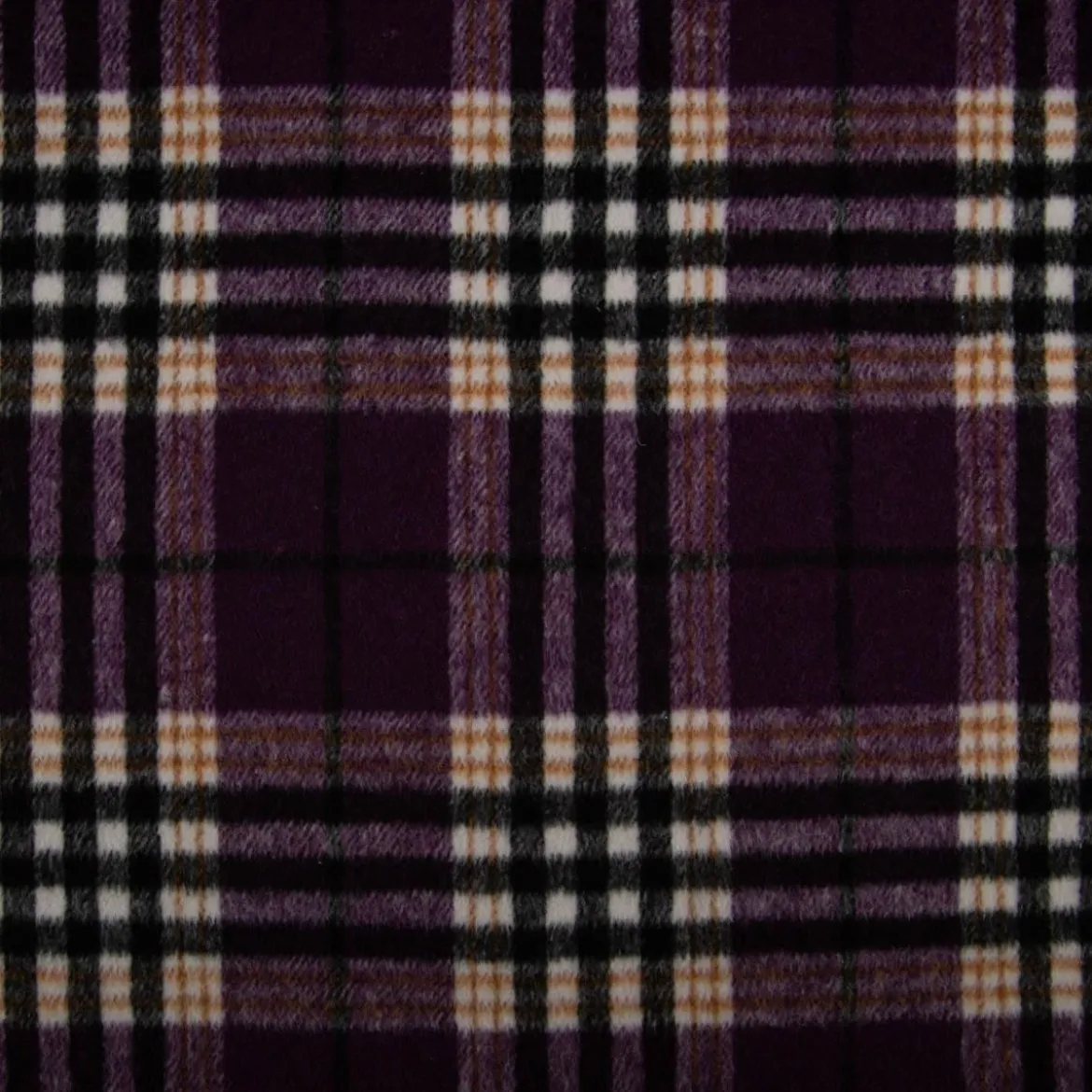 Mantelstoff Jacquard gebürstet Karos lila weiß schwarz 145 cm breit