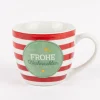 Maxi Tasse aus Porzellan Frohe Weihnachten Sterne Streifen rot weiß grün 400ml von La Vida