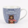 Maxi Tasse aus Porzellan Schöne Weihnachtszeit Bär Schnee blau weiß braun rot 400ml von La Vida