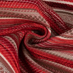 Möbelstoff Bezugsstoff Chenille KRUMBACH Streifen rot beige 140cm Breite