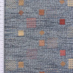 Möbelstoff Bezugsstoff Chenille WALSUM Kästchen blau 140cm Breite