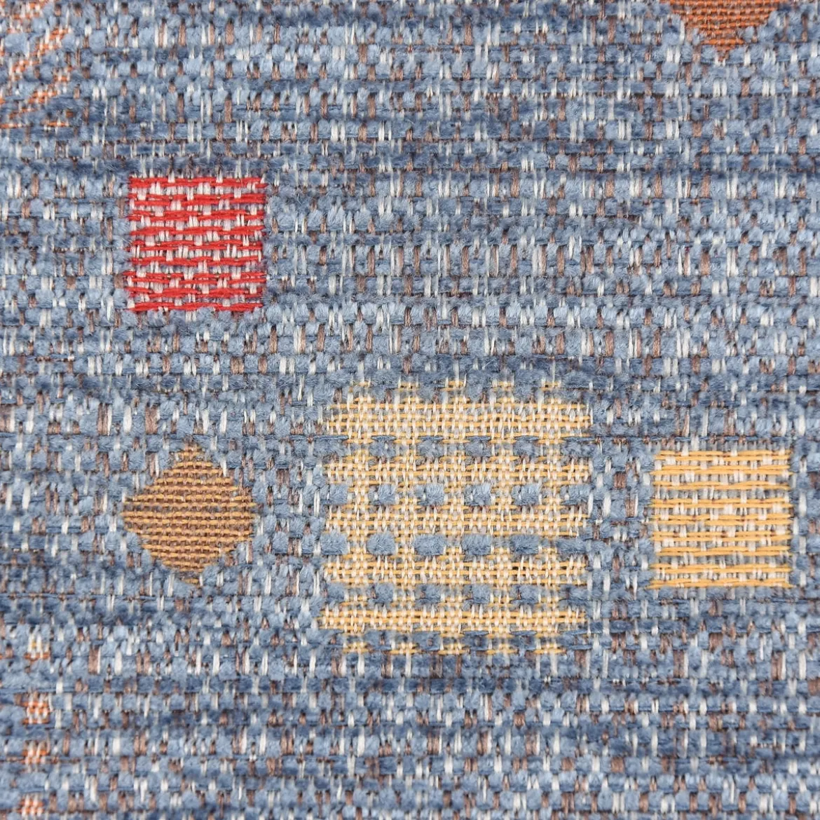 Möbelstoff Bezugsstoff Chenille WALSUM Kästchen blau 140cm Breite