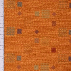 Möbelstoff Bezugsstoff Chenille WALSUM Kästchen orange 140cm Breite