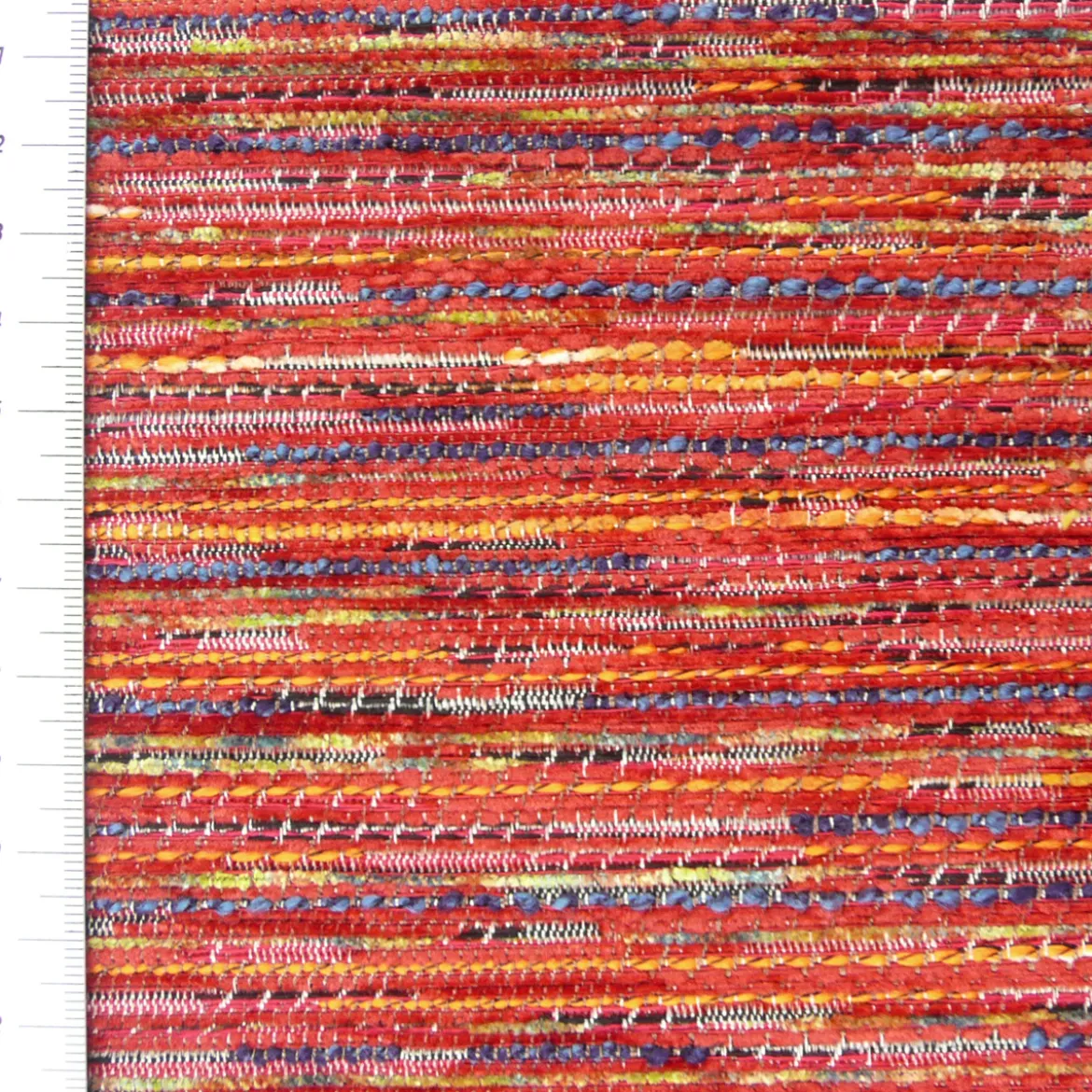 Möbelstoff Bezugsstoff GERLOS Streifen Chenille rot orange terrakotta blau