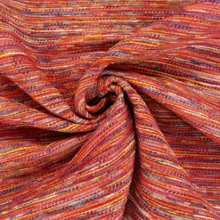 Möbelstoff Bezugsstoff GERLOS Streifen Chenille rot orange terrakotta blau