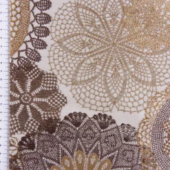 Möbelstoff Polsterstoff Dekostoff Doily Mandala Blumen braun 1,40m Breite