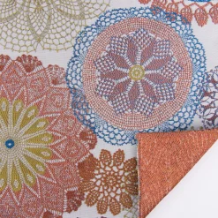 Möbelstoff Polsterstoff Dekostoff Doily Mandala Blumen terra blau 1,40m Breite