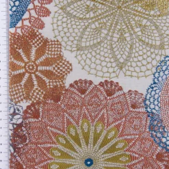 Möbelstoff Polsterstoff Dekostoff Doily Mandala Blumen terra blau 1,40m Breite