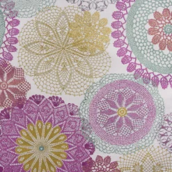Möbelstoff Polsterstoff Dekostoff Doily Mandala Blumen pink 1,40m Breite
