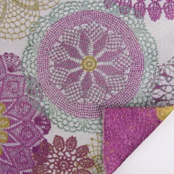 Möbelstoff Polsterstoff Dekostoff Doily Mandala Blumen pink 1,40m Breite