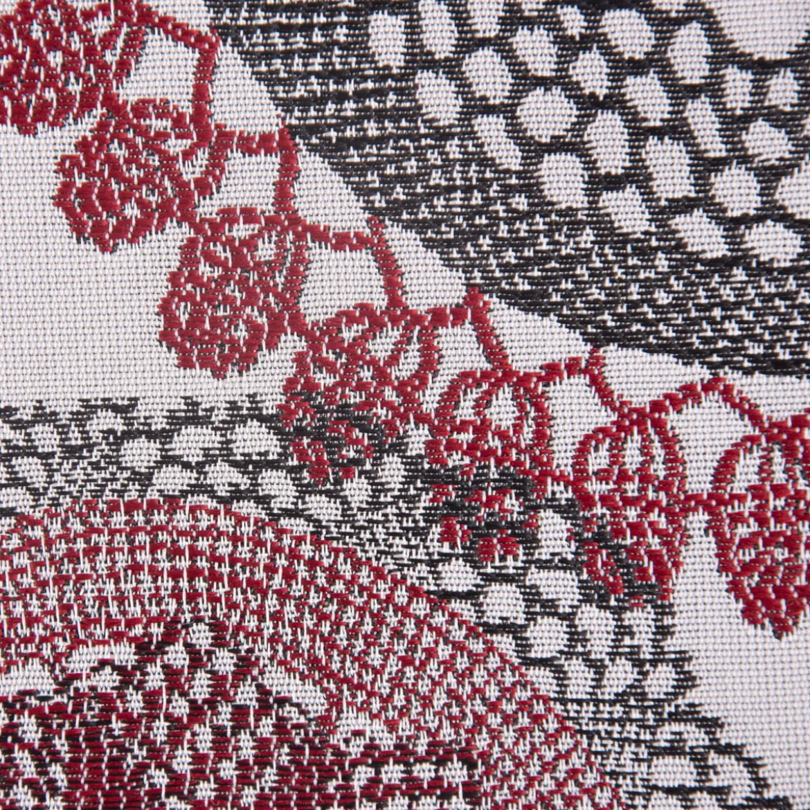 Möbelstoff Polsterstoff Dekostoff Doily Mandala Blumen rot 1,40m Breite