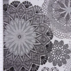 Möbelstoff Polsterstoff Dekostoff Doily Mandala Blumen schwarz 1,40m Breite