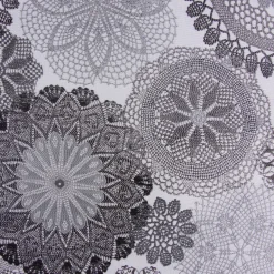 Möbelstoff Polsterstoff Dekostoff Doily Mandala Blumen schwarz 1,40m Breite