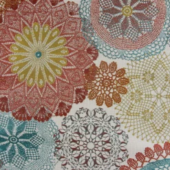 Möbelstoff Polsterstoff Dekostoff Doily Mandala Blumen terra petrol 1,40m Breite