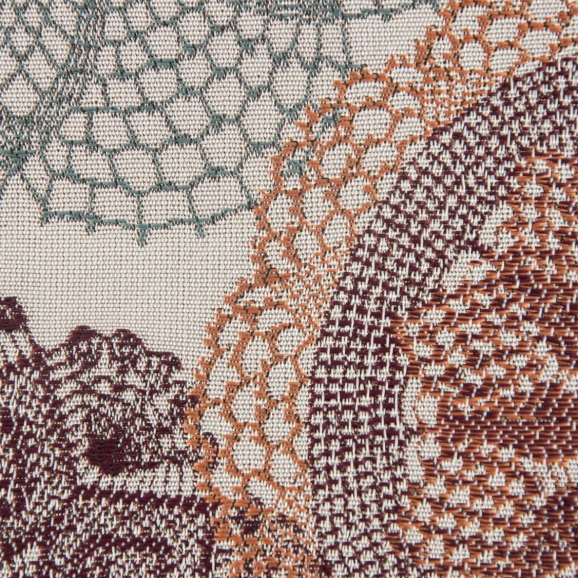 Möbelstoff Polsterstoff Dekostoff Doily Mandala Blumen rotbraun 1,40m Breite