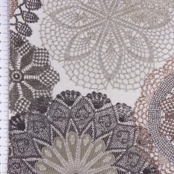 Möbelstoff Polsterstoff Dekostoff Doily Mandala Blumen mocca 1,40m Breite