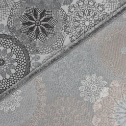 Möbelstoff Polsterstoff Dekostoff Doily Mandala Blumen grau 1,40m Breite