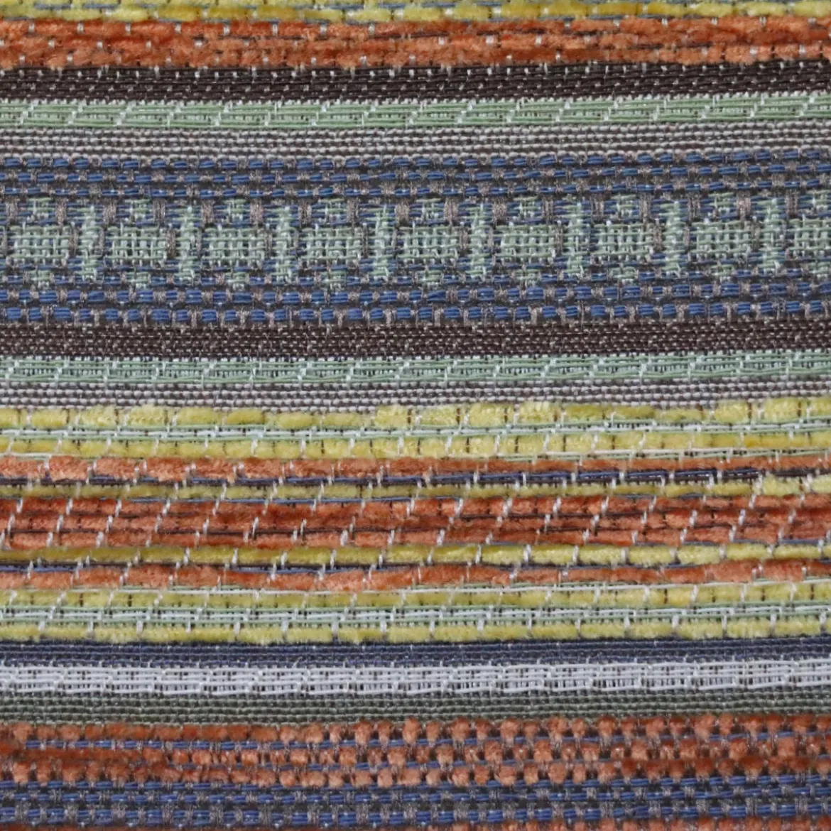 Möbelstoff Polsterstoff KRUMBACH Streifen gelb orange blau 140cm Stoffbreite