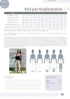 Meine Herzenswelt Damen Schnittmuster Culotte meine Victoria Papierschnittmuster Gr. 32-54