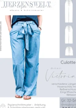 Meine Herzenswelt Damen Schnittmuster Culotte meine Victoria Papierschnittmuster Gr. 32-54
