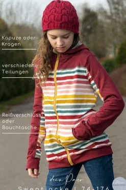 Meine Herzenswelt Kinder Schnittmuster Sweatjacke dein Paco Papierschnittmuster Gr. 74-176