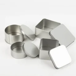 Metalldosen 4er Set rund und quadratisch silberfarbig für DIY, Geschenke & Aufbewahrung von Creativ Company